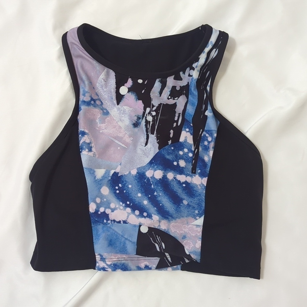 Betsey Johnson Performance Sports Bra, Color Black Multi Size S